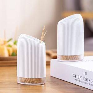 metgoods Sturdy Toothpick Holder 2 Pack with 560 Count Premium Bamboo Toothpicks for for Teeth Cleaning，Decorative Toothpick Dispenser (2)