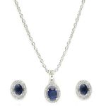 ZENEME Jewelry Luxury AD Crystal Pendant Gift for Women | Gift for Sister | Rakhi jewelery | Rakshabandhan Gift Pendant with Earrings Jewellery Set For Women (Luxe Sparkle Oval Blue Pendant)