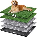 LOOBANI 45x29in Large Dog Litter Box with 2 Artificial Grass Patch + 2 Washable Pee Pads, Quickly Absorbency Portable Patio Potty for Balcony Apartment Use