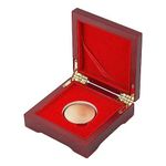 FINGERINSPIRE Challenge Coin Wood Presentation Box Dark Red Square With Velvet Inside for 40mm Coin or Awards Wooden Commemorative Coin Storage Box with Magnetic Clasp Coin Gift Box(14.1x10.1x3.55cm)