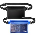 HEETA 2 Pack Waterproof Pouch, Screen Touch Sensitive Waterproof Dry Bag with Adjustable Waist Strap, Keep Your Phone and Valuables Dry for Swimming Kayaking Boating Fishing & Beach, Black & Blue