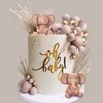 35 PCS Elephant Cake Decoration Boho Cake Topper Decorations Cute Baby Elephant Cake Decorations Mini Balls Cake Topper Elephant Theme Birthday Baby Shower Cake Decoration (35 Pcs)