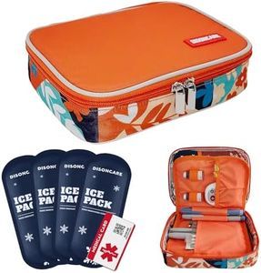 DISONCARE Insulin Cooler Travel Case Medicine Organizer Diabetic Medication Bag for Insulin Pens and Other Diabetes Supplies with 4 Ice Packs, Insulation Liner, and Medical Card