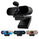 Smilodon 1080P HD Webcam, Pro, with 110° Wide Angle, Privacy Cover, Microphone, Tripod, for Conferencing, Live Streaming, Recording, Compatible with Skype/Zoom/YouTube/Teams