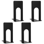 Anhow 2 Pairs Bookends, Metal Bookends, Black Bookends Bookends Bookends for Home Office Library Students Gift - Black (6.8x10x13cm)