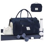 HYC00 Sports Duffle Bag Womens Holdall Bag Lightweight Travel Duffel Bag for Women with Toiletry Bag & Shoes Compartment, Weekend Overnight Bag Gym Tote Bag Carry On Bag Hospital Bag,Navy Blue