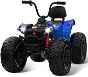 24V Kids ATV, 2 Seater Ride On Car, 17.3" Big Wheel Ride On Toys for Big Kids, 4WD Kids 4 Wheeler 400W Powerful Engine Quad with 7AHx2 Battery, Led Light & Music Electric Car for Kids Ages 4-8 Blue