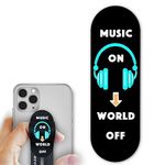 Regor Tabletop Finger Grip & Mobile Holder Mobile Stand Phone Holder for Hand & Mobile Back Holder Grip Great for Selfie & Works as iPhone Stand & Android Phone Stand -Music (Black)