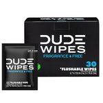 DUDE Wipes Flushable Wet Wipes 30 Wipes, Individually Wrapped for Travel, Unscented Wet Wipes with Vitamin-E & Aloe, Septic and Sewer Safe