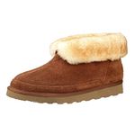 PAMIR Men's Sheepskin Boot Slippers Indoor Outdoor Ankle Booties with Memory Foam Chestnut Size 9 UK