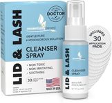 Essentially Based Eyelid Cleanser Kit - 2 oz Eyelids and Eyelash Cleaner - Hypochlorous Acid Spray Solution - Eye Wash Solution with 30 Application Pads - Made in USA