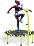 Newan 45" Silent Trampoline with Adjustable Handle Bar, Fitness Trampoline Bungee Rebounder Jumping Cardio Trainer Workout for Adults- Max Limit 330 lbs