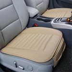 Big Ant Car Seat Pads Front Seat Covers for Car Waterproof Car Seat Cushions with Leather Breathable Seat Protector Anti Sweat Stain & UV-Ray Four Season Use, Universal for Most Cars (2 Pieces-Beige)