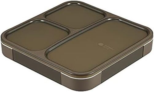 Foodman DSK Bento Box, Standing and Transporting, Thin Bento Box, 2.8 fl oz (800 ml), Antibacterial, Ash Brown, Juice Resistant, W Sealing, 4-Point Lock for Secure, Secure