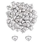 UNICRAFTALE 100pcs Puffy Heart Charm Tiny Love Pendant Stainless Steel Heart Pendant Metal Charm 1.2mm Small Hole for DIY Jewelry Findings Making