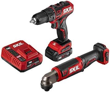SKIL 2-Tool Combo Kit: PWRCore 12 Brushless 12V 1/2 Inch Cordless Drill Driver and 1/4 Inch Hex Right Angle Impact Driver, with 2.0Ah Lithium Battery and PWRJump Charger - CB743001