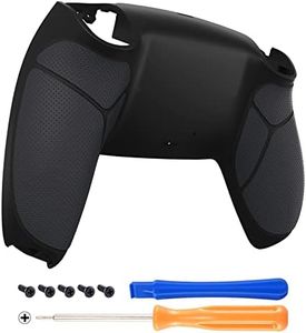 eXtremeRate Black Performance Rubberized Grip Custom Back Bottom Shell Compatible with ps5 Controller, Replacement Back Shell Cover Compatible with ps5 Controller