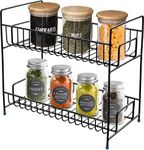 Plantex 2-Tier Stainless Steel Countertop, Tabletop Tiered Shelf Rack/Kitchen Organizer/Spice Jar Organizer/Storage Rack For Kitchen (Black)