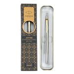 Parker Jotter Stainless Steel Gold Trim Ball Pen| Ink Color- Blue | Gift For Employees | Leading Pen For Corporate