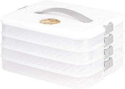 Liatinbo 4-Layer cookie carrier with lid and handle,dessert carrier dumpling container cookie transport storage container (4-Layer white)