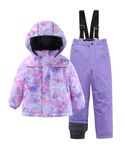 M2C Girls 2-Piece Snowsuit Thicken Patterned Ski Jackets and Pants Lilac Nebula 8-9