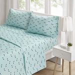 Intelligent Design Microfiber Wrinkle Resistant, Soft Sheets with 12" Pocket Modern, All Season, Cozy Bedding-Set, Matching Pillow Case, Queen, Novelty Aqua Dogs