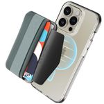 Sinjimoru Magnetic Wallet for iPhone 16/15/14/13/12 Series, Soft Wool Band Grip, Compatible with MagSafe Wallet, Phone Grip Wallet, M-Band Blue Grey