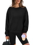 WIHOLL Crop Tops for Women Dressy Long Sleeve Shirt 2024 Fall Ladies Vacation Outfits Cozy Black M