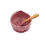 Earthism Silicone Suction Bowl Set with Spoon for Baby Kids and Toddler- 2 Pc Feeding Set- Berry