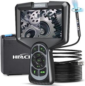 Endoscope Industriel Rotative à 360°, Hiacinto 1080P IPS 5 Pouce Camera Endoscopique Double Objectif avec 6+1 LED, 8mm Camera Canalisation avec Lentille Etanche IP68 et Câble Semi Rigide de 5M