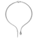 Jewelrywe Women Snake Choker Necklace: Silver 2024 Adjustable Curved Punk Brass Serpent Shape Collar Hip Hop Cocktail Cosplsy Medusa Girls Party Accessories Punk Gothic Halloween Jewelry