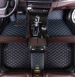 Leather Car Mats (Custom Made) (Black/Blue)