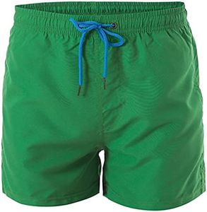 Flygo Men's 7" Lightweight Quick Dry Workout Gym Running Training Shorts with Liner (Large, Green)
