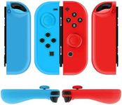 TNP Nintendo Switch Joy-Con Grip Gel Guards with Thumb Grips Caps - Protective Case Covers Anti-Slip Ergonomic Lightweight Joy Con Comfort Grip Controller Skin Accessories (1 Pair Neon Blue + Red)