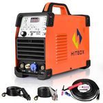 HITBOX AC DC Tig Welder 200Amp Pulse Aluminum Welding Machine 220V IGBT Inverter Multiprocess Square/Triangular Wave Pulse Tig Welder ARC Welders with Dual Cooling Fan