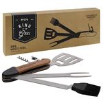 Gentlemen's Hardware BBQ Multi-Tool, Includes: Spatula, Fork, Bottle Opener and Corkscrew - The Ultimate Acacia Wood and Stainless Steel Grilling Companion, GEN274UK