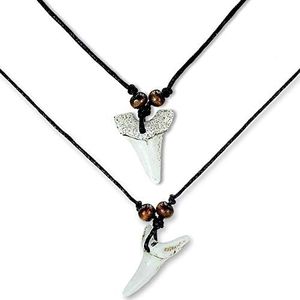 HAND-PRO Shark Tooth Pendentif Collier Shark Collier Surfer Pack x2 Hommes Blanc Shark Tooth Collier