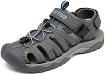 NORTIV 8 Men's Sandals, Closed Toe Athletic Sport Sandals, Mens Summer Shoes, Lightweight Trail Walking Sandals for Men GREY/BLUE Size 7.5 US SNAS222M