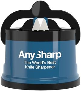 AnySharp World's Best Knife Sharpener with PowerGrip, Blue