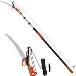 LAANPOLE 26FT Reach Fruit Picker Pole with Basket Telescoping, Apple Picker with Tree Trimmer and 5-20FT Extension Pole for Orange Lemon Mango Avocado Guava Fruit Picking