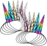 Juvale 12-Pack Unicorn Headbands for Girls - Elastic Metallic Plush Horns for Birthday Party Favors, Costumes Accessories