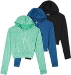 3 Pack: Women's Dry Fit Long Sleeve Cropped Hoodie Crop Tops For Women Ladies Athletic Running Hoodies Workout Sports Yoga Hoodie Sweatshirt Womens Gym Sweat Shirts Sweatshirts Pullover - Set 1, S