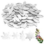 OLYCRAFT 150pcs Leaf Shape Craft Mirrors Mosaic Tiles 11x25mm Petal Mosaic Tiles Mini Glass Mirror Tiles Leaf Glass Cabochons Glass Flower Leaves Tiles for DIY Crafts Art Wall Door Home Decorations