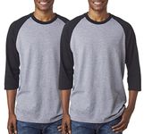 Gildan Men's Raglan Baseball Tees (Pack of 2), L, Sport Grey Black