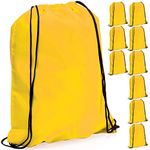 eBuyGB Pack of 10 Plain Polyester Drawstring Backpack, Gym Rucksack, School Sport Bag, PE Kit, Book Bag - Ideal for Screen Printing, Cricut Cameo, HTV (Yellow)