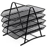 Zuvo Mesh Desk Organiser 4 Tier Letter Tray Organizer Office Desktop Document Paper File Storage Mesh Filling Collection for Home &Office Use (Black)