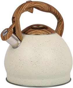 Belle Vous Beige Texture Whistling Tea Kettle - 3L Tea Pot for Stovetop/Induction Hob - Stainless Steel Hot Water Camping Kettle Teapot for Tea/Coffee