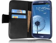 cadorabo Book Case works with Samsung Galaxy S3 / S3 NEO in OXID BLACK - with Stand Function and Card Slot made of Smooth Faux Leather - Wallet Etui Cover Pouch PU Leather Flip