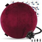 Exercise Ball 65cm/26in, Mauve Purple Microsuede Leather Cover with Electric Quick Pump For Yoga, Pilates, Fitness Balance Stability, Office Ball Chair Seat. Soft & Slip Resistant, Pro Guide