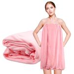 GEN'C BÉAUTY Spa Towel Wrap Microfiber Bathrobe Adjustable Shower Towel Wrap for Women 31.5''x55.2'' (Pink)